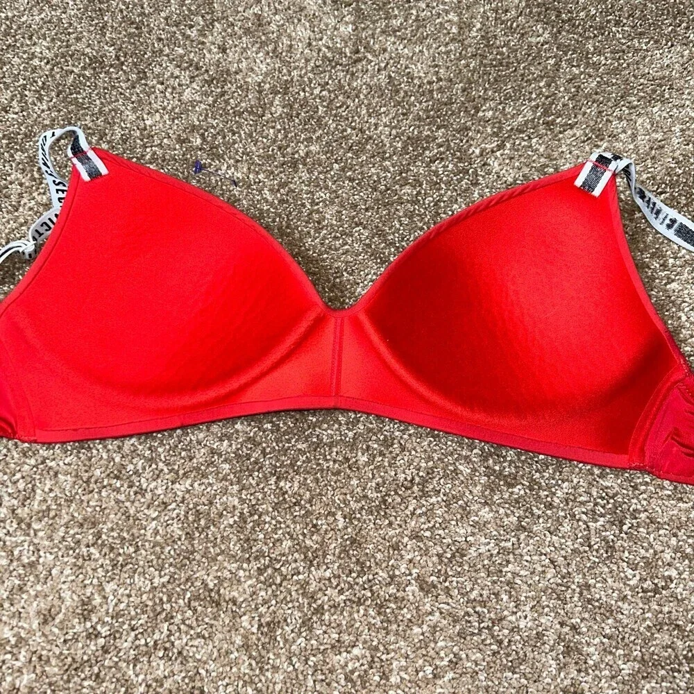 Victoria's Secret bra red padded no underwire comfort SZ 34D